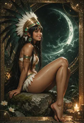Moonlit Goddess in Ceremonial Adornment
