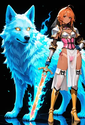 Warrior Maiden and Her Spirit Wolf