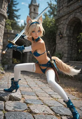 Fox Warrior Stance in Blue