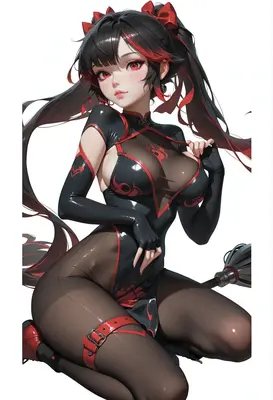 Elegant Warrior in Black and Red