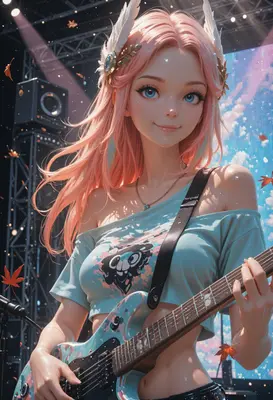 Pink Haired Rock Star Performance