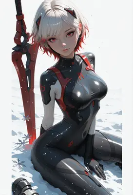 Cybernetic Warrior Resting in the Snow