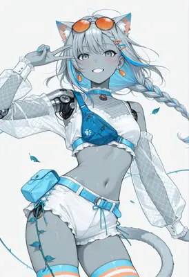 Cybernetic Cat Girl Street Fashion