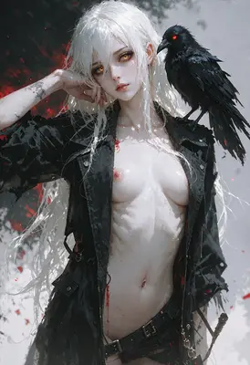White Haired Enchantress and Her Raven