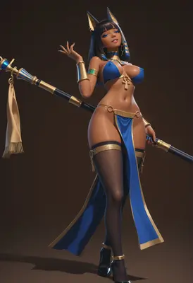 Divine Egyptian Priestess with Golden Staff