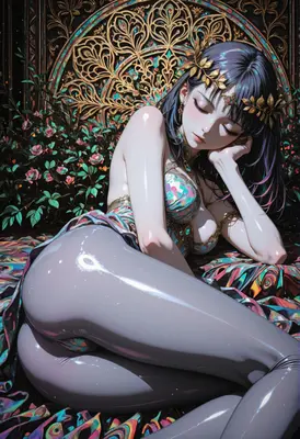 Slumbering Goddess in Ornate Garden