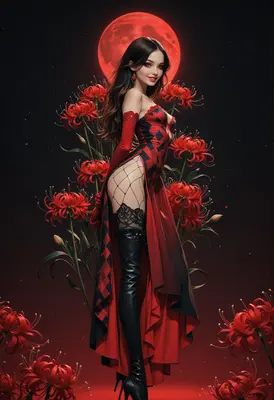 Harlequin Maiden Under The Blood Moon