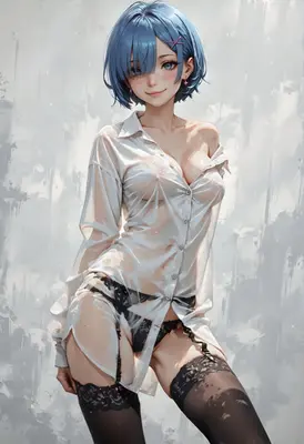 Rem in a Wet White Shirt
