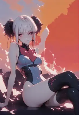 Anime Girl in Sunset Glow