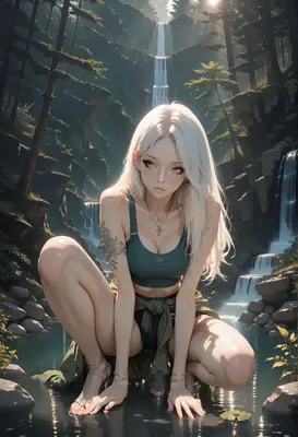 Serene Guardian of the Hidden Falls