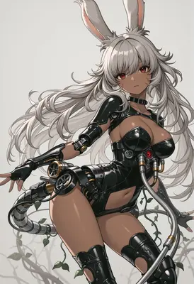 Cyborg Bunny Girl in Techwear