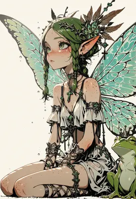 Forest Fairy and Her Crowned Frog