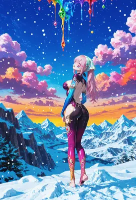 Stargazer Beneath the Rainbow Melting Sky