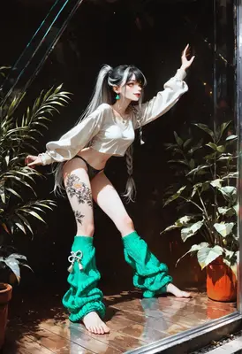 Style in Green Leg Warmers