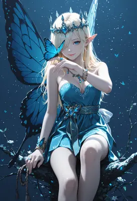 Enchanting Fairy Queen with Blue Butterflies