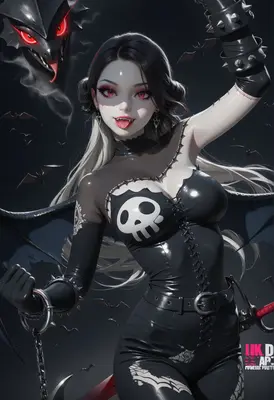 Playful Gothic Vampire Girl with Familiar