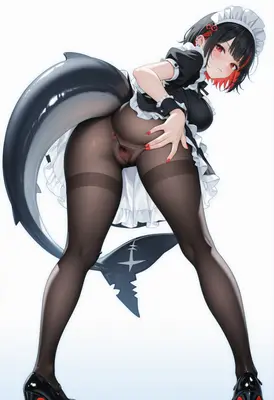 Shark Maid Playful Pose