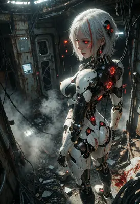 Battle Damaged Android in Abandoned Facility