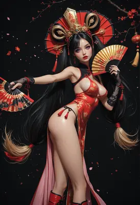 Elegant Geisha in Traditional Red Attire