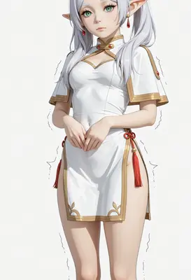 Elegant Elf in White Traditional Dress