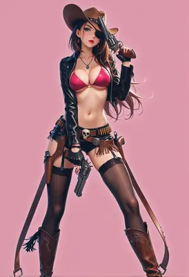 Cowgirl Gunslinger in Tactical Leather