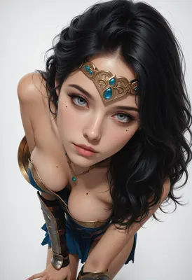 Enchanting Warrior Princess with Blue Gemstone