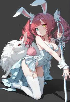 Bunny Knight with Her Rabbit Companion