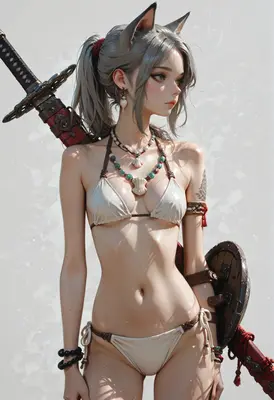 Cat Girl Warrior in Summer Gear