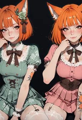 Twin Fox Girls in Lolita Style