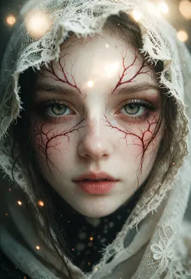 Ethereal Maiden with Crimson Veins