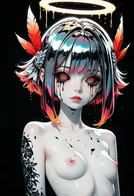 Dripping Ink Fallen Angel Portrait