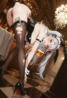Playful Bunny Girl Serving Drinks