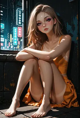 Golden Hour Glow in Neon City