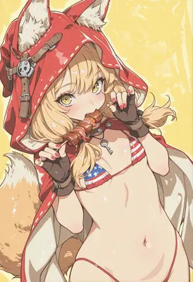 Fox Girl Enjoying A Tasty Skewer