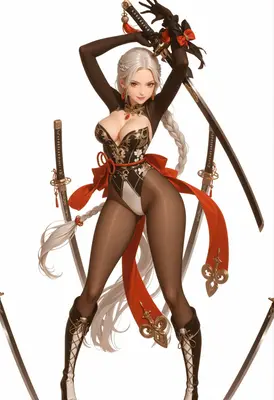 Silver Haired Swordswoman in Elegant Attire