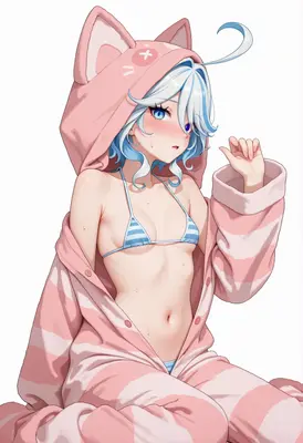 Blushing Girl in Cat Ear Hoodie