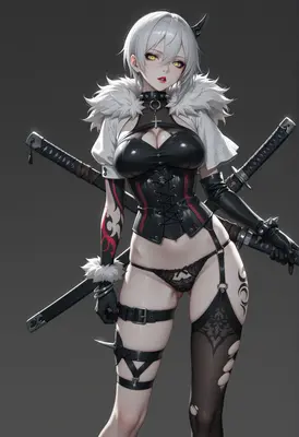 Silver Haired Warrior with Dual Blades