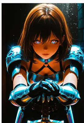 Glistening Knight with Glowing Eyes