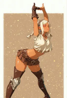 Sunlit Elf Stretching in Golden Dust