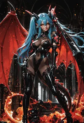 Fiery Demon Queen in Gothic Ruins