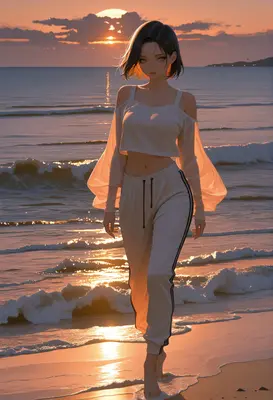 Sunset Stroll Along the Shore