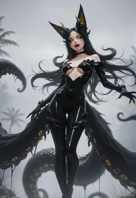 Dark Tentacle Sorceress in Latex