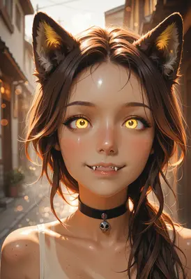 Golden Eyed Cat Girl Portrait