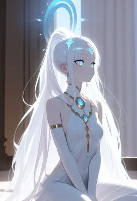 Ethereal Maiden with Radiant Blue Halo