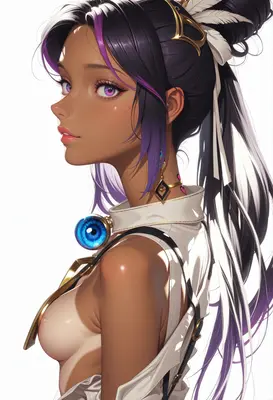 Enigmatic Beauty with Radiant Purple Eyes