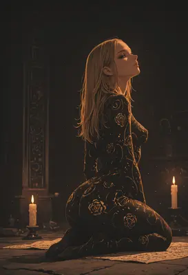 Golden Rose Silhouette in Shadows