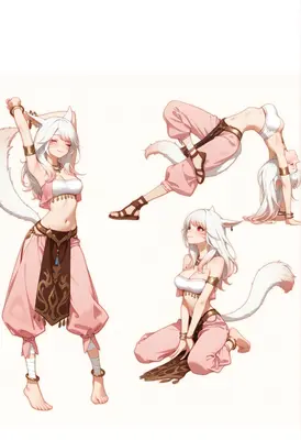 Graceful White Fox Girl Character Sheet