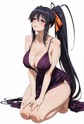 Graceful Beauty in a Purple Dress