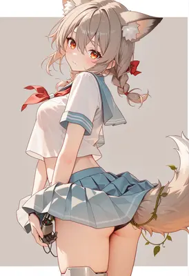 Cyborg Fox Girl in School Uniform