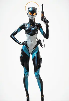 Futuristic Cybernetic Operative with Blaster